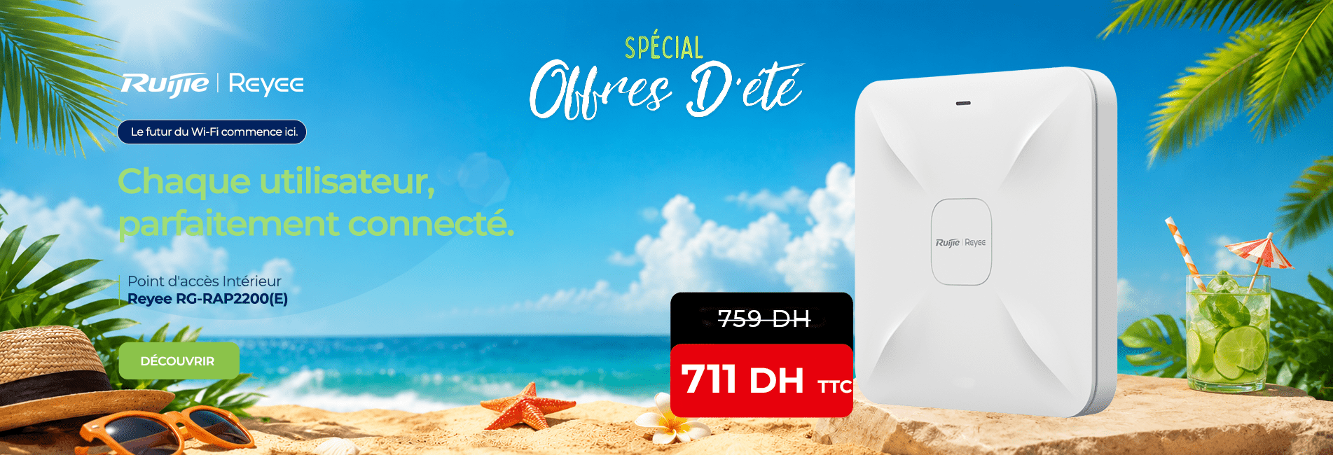 Point d'accès WiFi 5 MU-MIMO Reyee RG-RAP2200(E) Intérieur